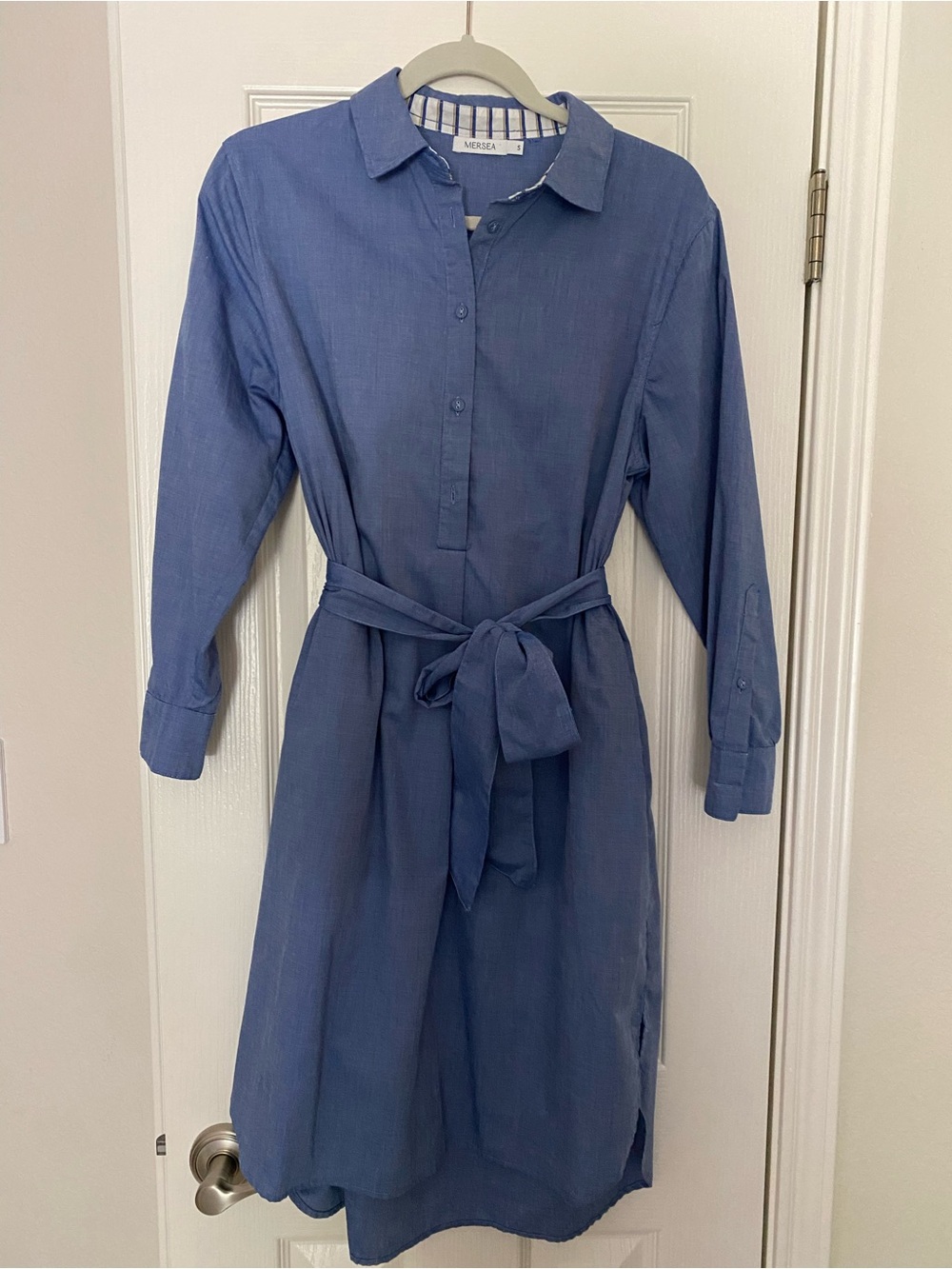 Mersea Classic Blue Shirt Dress with Tie Waist